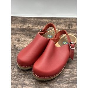 Mia Alma Clog Size 38/8 Red Leather Mule Clog